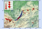 Карта эпицентров землетрясений текущего года по информации Единой геофизической службы РАН