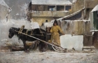 Картина художника Ивана Похитонова «Заготовка льда» (1900 г.)