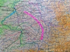 Салаирский Кряж отмечен на карте розовым цветом