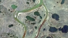 Космический снимок места разлива дизельного топлива из резервуара ТЭЦ-3 в Норильске. Роскосмос