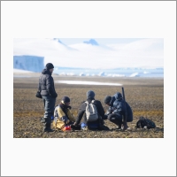 Field research in Yamal. Laboratory of Complex Methods for Studying Cryogenic Geosystems, Institute of Cryosphere of the Earth, Tyumen Scientific Center, SB RAS. On Hayes Island (FFI) 2010. Photo by G.V. Matyshak.